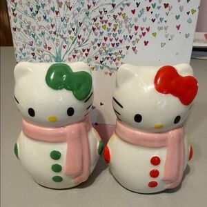 Hello Kitty Festive Salt and Pepper Shakers - Red and Green Accents